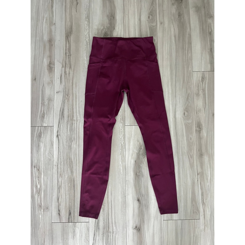 Avia Womens High Waisted Leggings with Pockets Plum‎ Burgundy Size Small S 4-6